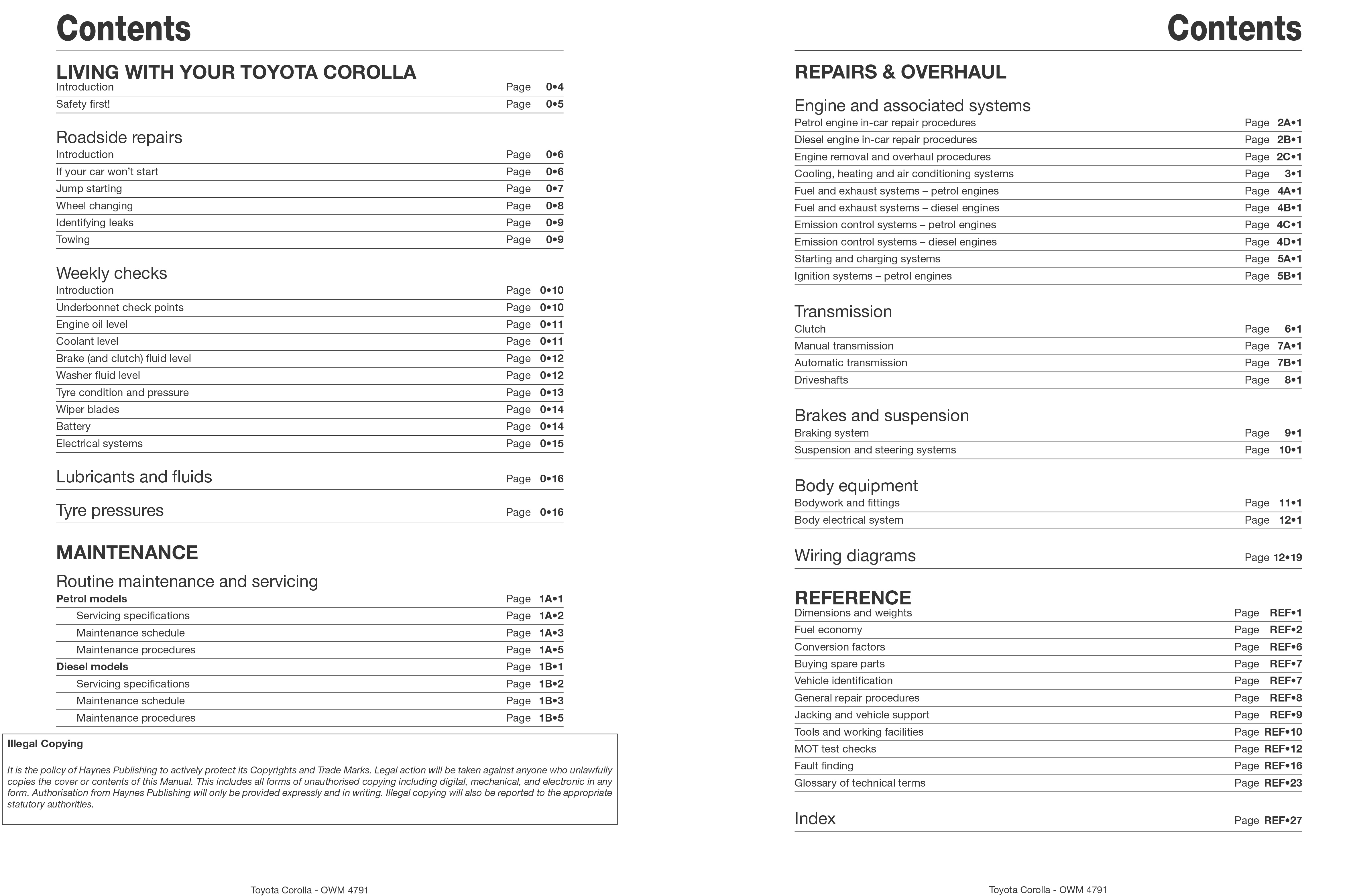 TOYOTA COROLLA (20022007) instrukcja napraw Haynes